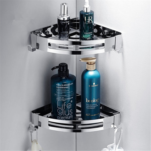 1pc Bathroom Wall Mounted Shelf, Punch-free Shower Caddy, Corner Storage  Rack, Bathroom Organizer